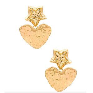 NEW~ Anthropologie Casa Clara "La Etoile" Gold Star & Heart Dangle Earrings